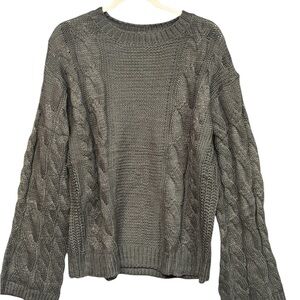 Cakulo Olive Green Cable Knit Sweater Women’s Size Large New